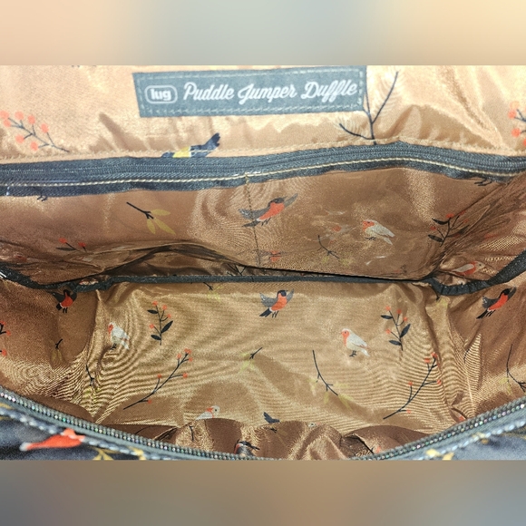 NWT Lug Puddle Jumper Duffle Laptop Travel Tote In Songbirds Grey, Retail $165 - Picture 4 of 9